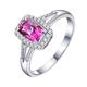 Promise Ring for Gf, Promise Rings Size P 1/2 18K White Gold AU750 1 1.2CT VVS Purple Pink Radiant Lab Sapphire with H White Natural Diamond Halo