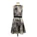 Mossimo Casual Dress - A-Line Crew Neck Sleeveless: Gray Print Dresses - Women's Size Small