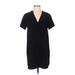 Lush Casual Dress - Shift V Neck Short sleeves: Black Print Dresses - Women's Size Small