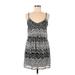 Speechless Casual Dress - Mini Plunge Sleeveless: Gray Chevron/Herringbone Dresses - Women's Size Medium