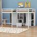 Harriet Bee Jaen Double Twin Loft Beds w/ Wardrobes & Staircase in White | 63.9 H x 78.3 W x 100.6 D in | Wayfair DCD0E75A396D4E138F4B3F19FC90630A