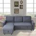 Gray/Brown Reclining Sectional - Ebern Designs Somil Upholstered Sectional Linen | 33.5 H x 78.5 W x 50 D in | Wayfair