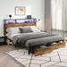 17 Stories Tonnia Metal Platform Bed Frame w/ 2 Drawers, Metal Frame w/ LED Lights & USB Ports, Large Storage Space Metal in Brown/Gray | Wayfair