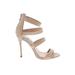 Charles David Heels: Strappy Stilleto Formal Tan Solid Shoes - Women's Size 7 1/2 - Open Toe