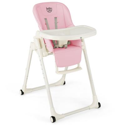 Costway 4-in-1 Baby High Chair with 6 Adjustable Heights-Pink