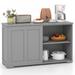 Costway Antique Stackable Kitchen Storage Sideboard with Height Adjustable Shelf-Gray