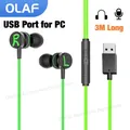 Cuffie cablate USB lunghe 3M Auricolari in-ear con microfono Cavo USB-A Cuffie vivavoce Auricolari USB da gioco per PC desktop portatile