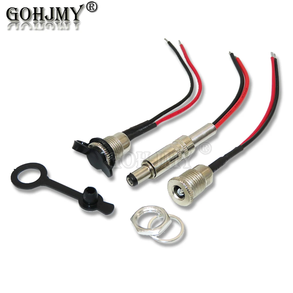 2 Stück Gleichstrom 5.5*2.1/2,5mm 10cm Steckdose Stecker Buchse Buchse wasserdichte Buchse Anschluss 5.5 × 2,5 5.5 × 2,1mm Stecker mit Kabel Image