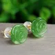 Natürliche echte grüne Jade Rose Ohrringe Luxus Ohr stecker Vintage Edelstein Geschenk Talismane