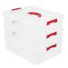 OUNONA Plastic 3-tiers Stack Carry Storage Box With Handle Transparent Storage Bin
