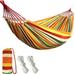 Double Hammock 2 people With Two Anti Roll Balance Beam Canvas Cotton Hammock with Carrying bag Travel Beach Backyard etc (Orange Stripes)