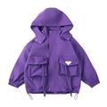 KYAIGUO Little Big Girls Rain Coats Hooded Windproof Waterproof Outwear Jacket Spring Autumn New Cardigan Jacket Lightweight Raincoats Windbreaker for Youth Kids Girls 4-14Y