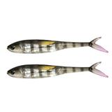 2Pcs Fishing Trolling Tuna Mackerel Seawater Bait Paddle Tail Shad Worm Lifelike (Black back white 2 tail cuttingbubble)