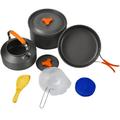 Outdoor Aluminum Camping Cookware Mess Kit Folding Camping Teapot and Pan for Camping Backpacking Picnic Orange