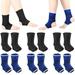 6 Pairs Kid Compression Ankle Brace Knitted Ankle Sleeve Breathable Ankle Support Socks Plantar Fasciitis Braces for Girls Boys Kids Sprained Ankle Running Fitness Blue and Black