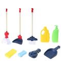 9/10 Pieces Kids Cleaning Set Toy Cleaning Set Broom Mop Brush Dust Pan Soap