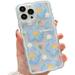 Compatible with iPhone 14 Pro Case Cute Cartoon Floral Butterfly Design for Women Girls Aesthetic Kawaii Slim Soft TPU Transparent Cover for iPhone 14 Pro (Blue)