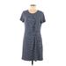 T by Talbots Casual Dress - Shift Scoop Neck Short sleeves: Gray Print Dresses - Women's Size Medium Petite