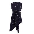 Women's Navy Blue Vest With Asymmetrical Lines And With Bees Embroidery Extra Small Izabela Mandoiu