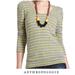 Anthropologie Tops | Anthropologie Dolan Women's Grey Yellow Striped Ruched 3/4 Sleeve Shirt Top | Color: Gray/Yellow | Size: S