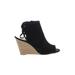 LC Lauren Conrad Wedges: Black Print Shoes - Women's Size 9 1/2 - Peep Toe