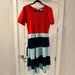 Lularoe Dresses | Like New: Lularoe Dress. Red Top, Navy/Light Blue Striped Skirt. Size L | Color: Blue/Red | Size: L