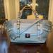 Coach Bags | Coach Platinum Grey Leather Satchel With Metallic Faux Croc Trim. | Color: Gray | Size: Os