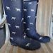 J. Crew Shoes | J.Crew Animal Print Navy Waterproof Rain Boots Size 9 | Color: Blue | Size: 9