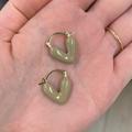 Madewell Jewelry | Madewell Cream Beige And Gold Hoops Enamel Heart Hoop Earrings Fall | Color: Cream/Gold | Size: Os