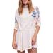 Free People Dresses | Free People Gemma Floral Tunic Mini Dress Tie Open Back Nwt New Large | Color: Blue/Cream | Size: L