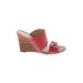 Franco Sarto Wedges: Pink Print Shoes - Women's Size 7 1/2 - Open Toe