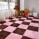 Comfortable Plush Interlocking Play Mat,40 Pcs Puzzle Foam Floor Protection Set,Bedside Rug,Floor Mats,Suitable For Interior Decoration(Color:Pink+Coffee)