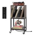 Record Player Stand Vinyl Record Storage Cabinet End Table with Charging Station Turntable Stand with Record Storage 3 Tier Vinyl Record Player Table with Record Album Storage for Living Room Bedroom