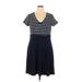 City Chic Casual Dress - A-Line V Neck Short sleeves: Blue Print Dresses - Women's Size 16 Plus