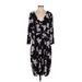 Adrianna Papell Casual Dress - Sheath V Neck 3/4 sleeves: Black Print Dresses - Women's Size 23