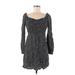 Hollister Casual Dress - A-Line V Neck Long sleeves: Black Polka Dots Dresses - Women's Size Medium