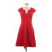 Sharagano Casual Dress - A-Line: Red Solid Dresses - Women's Size 6