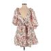 Chufy x Mango Casual Dress - A-Line Plunge 3/4 sleeves: Ivory Floral Dresses - Women's Size 5