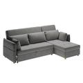 Gray Sectional - Latitude Run® Dannel 98.43" Upholstered Sleeper Sofa Velvet, Wood | 37.4 H x 98.43 W x 62.99 D in | Wayfair