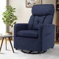 Latitude Run® Swivel Rocking Chair Gilder Chair w/ Pocket Upholstered in Blue | 41.3 H x 25.6 W x 33.5 D in | Wayfair