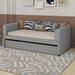 Latitude Run® Twin Size Upholstered Daybed w/ Ergonomic Design Backrest & Trundle Upholstered in Gray | 28.9 H x 41.9 W x 79.7 D in | Wayfair