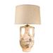 Bungalow Rose Ruthila Alabaster Table Lamp Alabaster/Linen, Crystal in Brown/White/Yellow | 30 H x 18 W x 18 D in | Wayfair