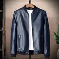 Blouson aviateur en similicuir pour hommes manteau de manchette manteau de moto col montant