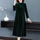 Robe en velours monochrome à manches longues pour femmes robe mère garde au chaud vêtements de