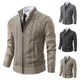 Veste Confortable pour Homme Cardigan à Fermeture Éclair Col à Revers Pull Intemporel Style