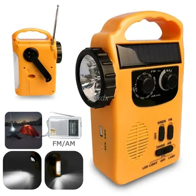 Power Bank solaire avec lampe LED radio Dynamo AM/FM manivelle d'urgence pour l'extérieur