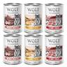 Set prova misto! Wolf of Wilderness Senior umido per cane - 6 x 400 g: 2x Pollame con Manzo, 2x Pollame con Maiale, 2x Pollame con Pollo