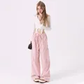 Pantaloni Cargo moda coreana rosa tasche donna pantaloni larghi firmati Vintage pantaloni Casual