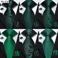 Cravatta elegante in seta verde scuro Hi-Tie per uomo Sposo Matrimonio Uomo Cravatta Tasca quadrata