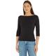 Tommy Hilfiger Damen T-Shirt Dreiviertelarm New Cody Slim U-Boot-Ausschnitt, Schwarz (Black), XXXL